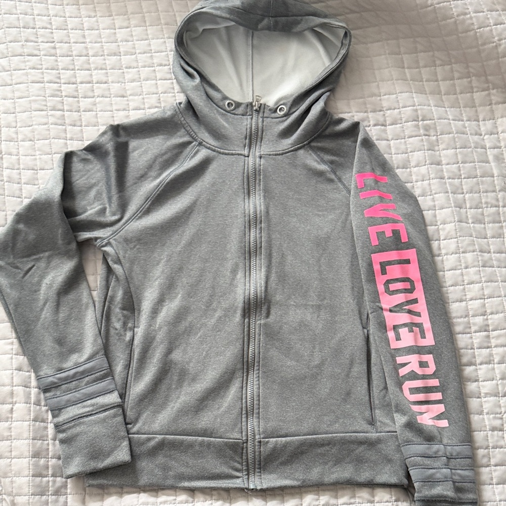 Gray  Hoodie with Pink Accents